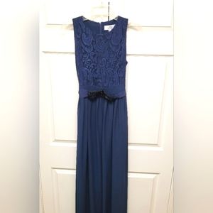 🎉Host Pick🎉 Belle Badgley Mischka Navy Full Length Formal Gown, Size 8
